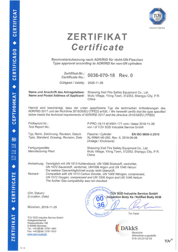 TPED Certificate