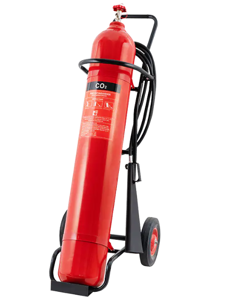 How does the Trolley-Type CO₂ Fire Extinguisher prevent the risk of CO₂ asphyxiation in confined spaces where it might be deployed?