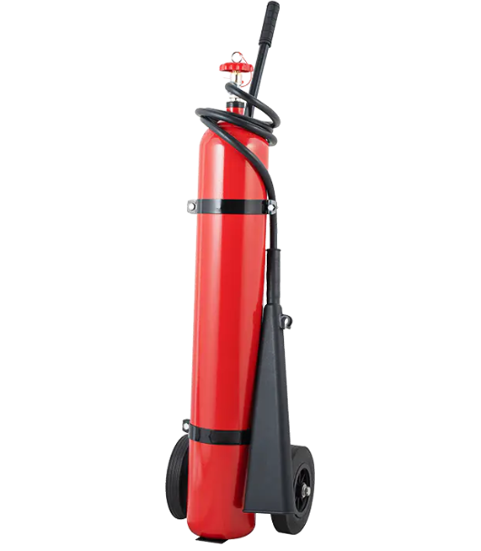 How does the discharge rate of CO₂ from a trolley-type extinguisher impact the fire suppression process?